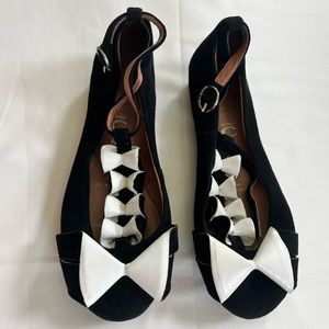 Jeffrey Campbell Multi Bow Black and White Ballet Flats